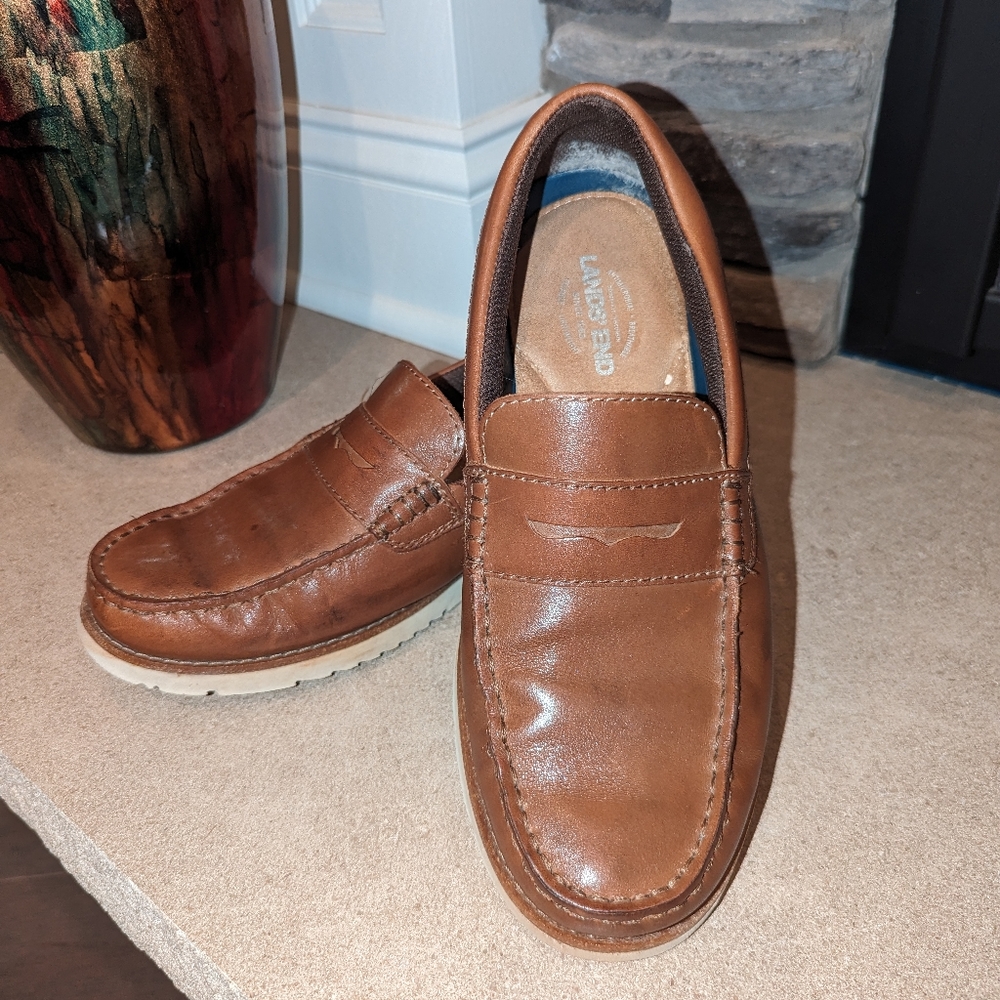 Lands End casual men's loafers, size 9, light brown